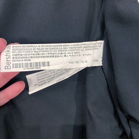 Bershka Black & White Gingham Open Front Blazer Jacket, 3/4 Sleeve Size Medium - Picture 8 of 12